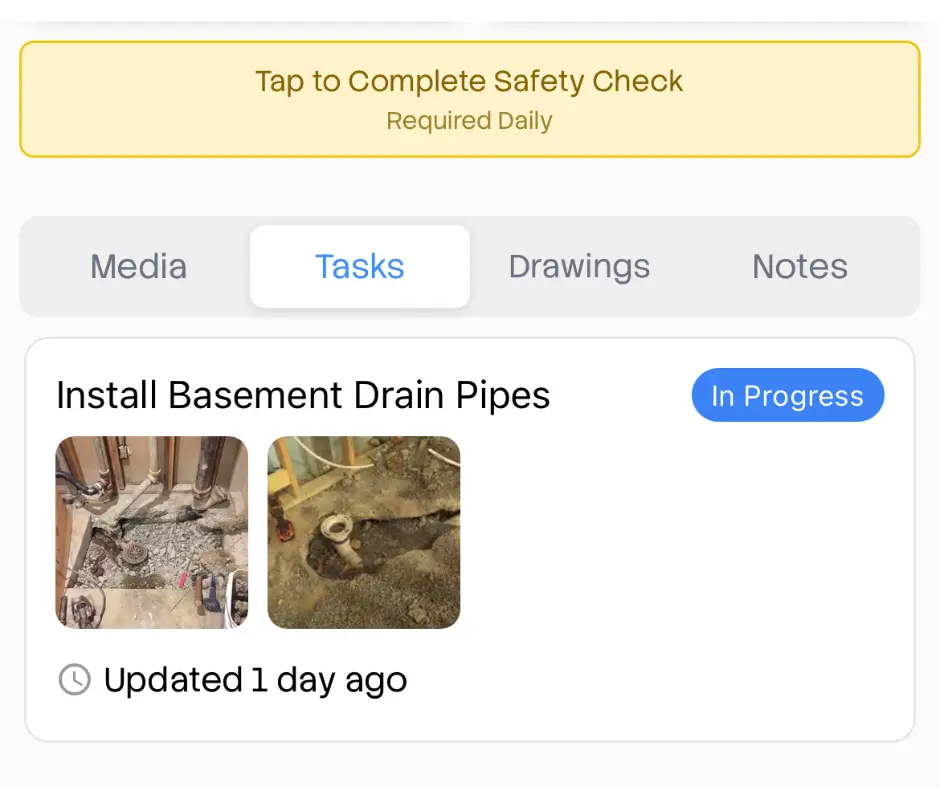 Drawing with pinned tasks and photos